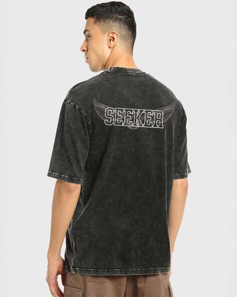 Vintage Hogwarts Oversized Graphic T-Shirt – Washed Black Streetwear Style